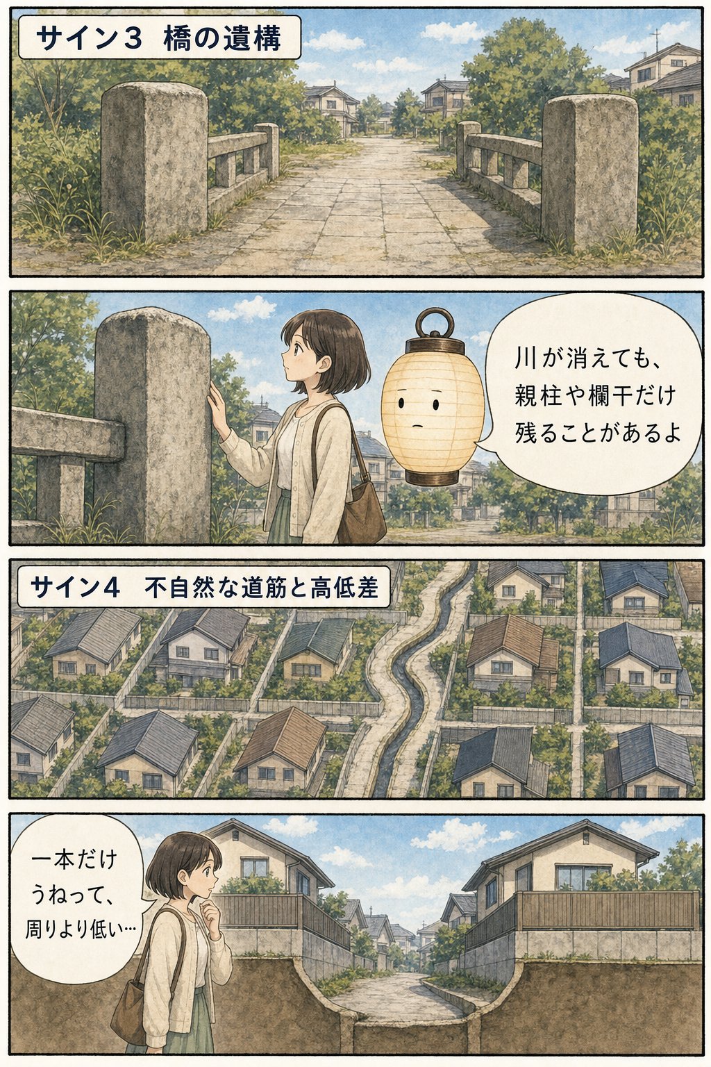 暗渠とは何か - 消えた川を街で見つける5つのサイン まんが解説 4ページ目