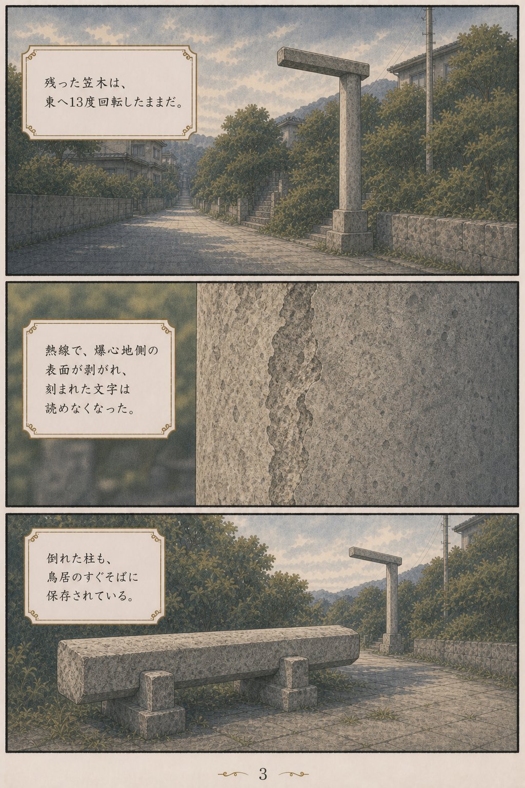 半分だけの鳥居が、80年あまり立ち続けている — 長崎・山王神社の一本柱鳥居 まんが解説 3ページ目