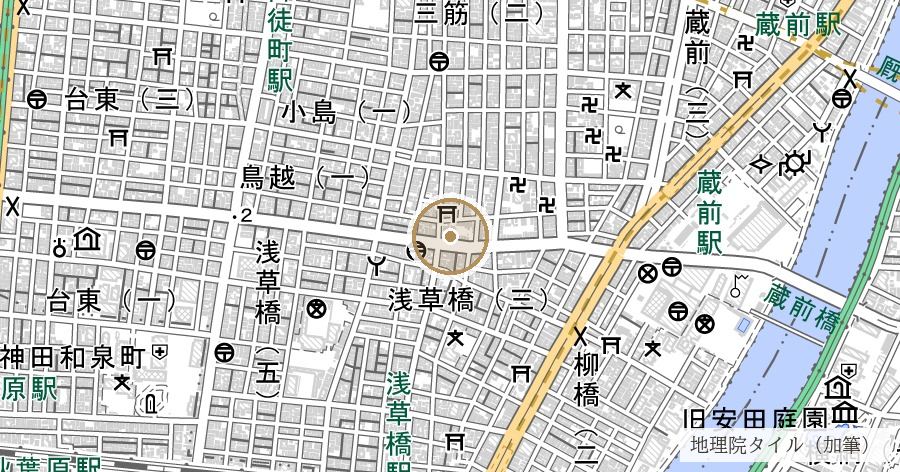 「鳥越」の地名由来と鳥越の丘の位置を示す地図