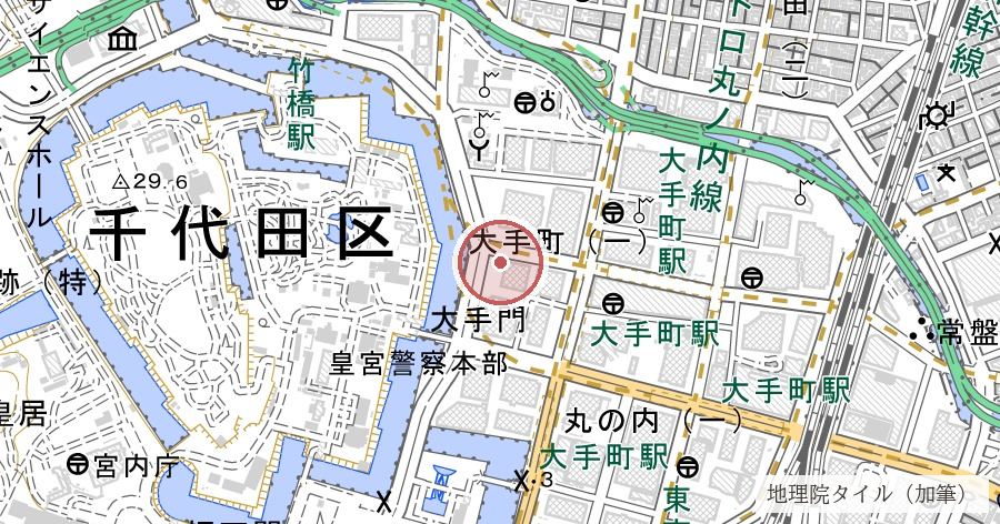 平将門の首塚（将門塚）の位置を示す地図