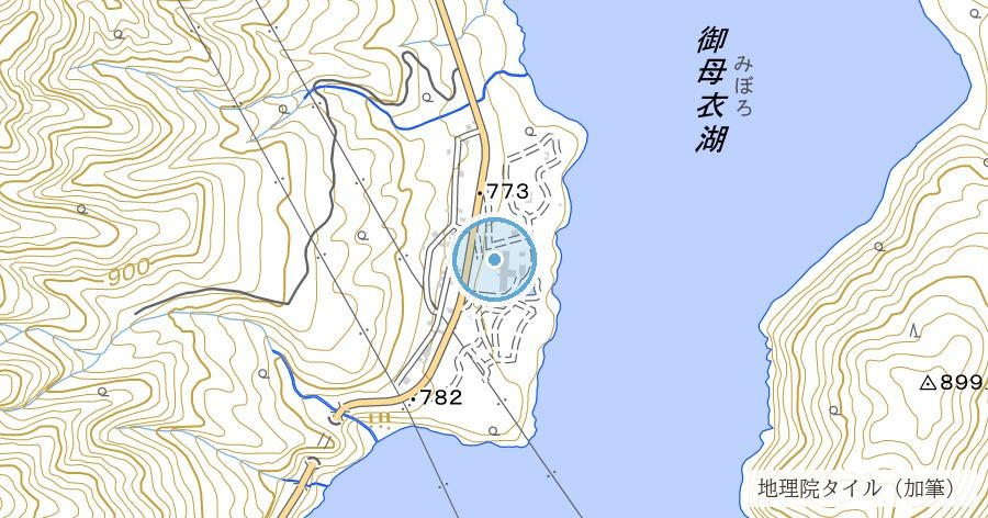 旧荘川村の水没集落(御母衣ダム湖底・荘川桜)の位置を示す地図