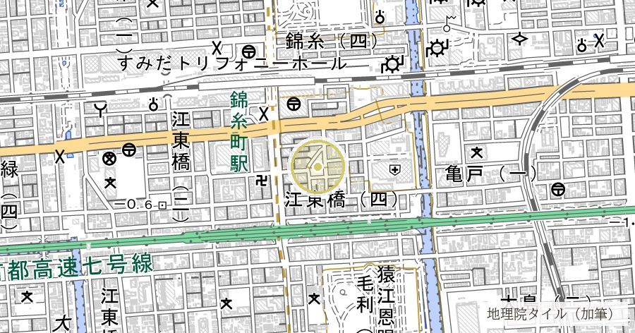 本所七不思議（置いてけ堀）の位置を示す地図