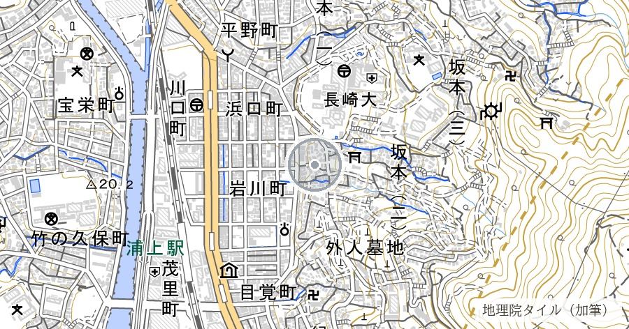 山王神社 一本柱鳥居(二の鳥居)の位置を示す地図