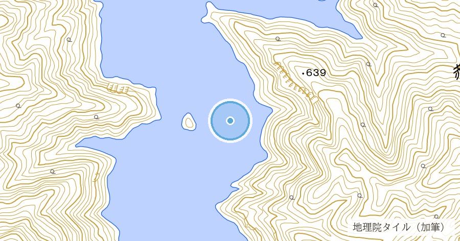 田子倉集落の水没地(田子倉ダム・田子倉湖底)の位置を示す地図