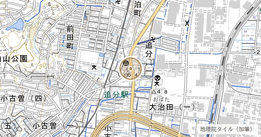 日永の追分(東海道と伊勢街道の分岐・県史跡)の位置を示す地図