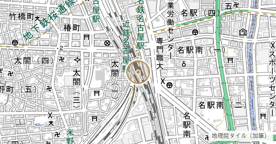 笹島（ささしま）の位置を示す地図