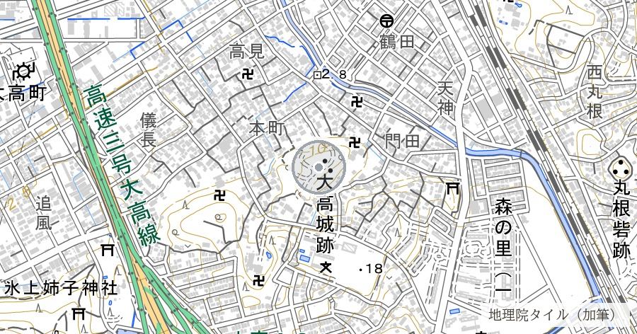 大高城跡（附 丸根砦跡・鷲津砦跡）の位置を示す地図