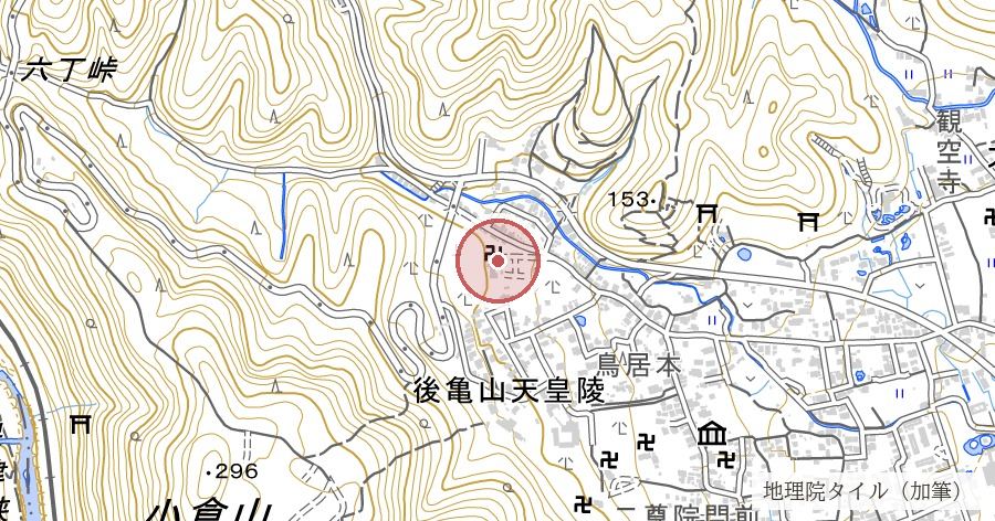 化野（嵯峨野の葬送地と化野念仏寺・西院の河原）の位置を示す地図