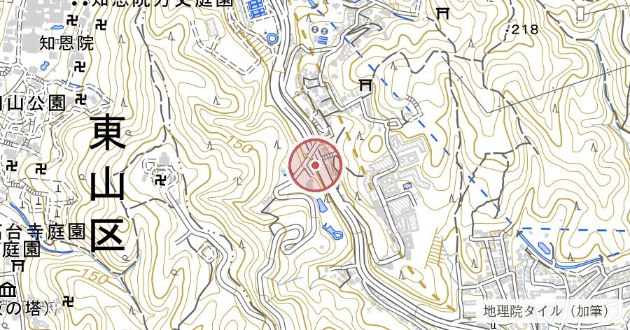 粟田口刑場跡(旧東海道・九条山)の位置を示す地図