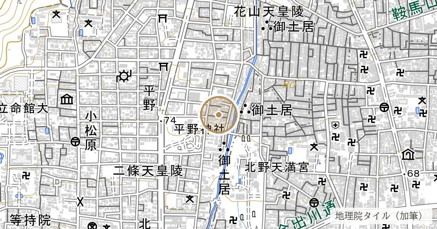 御土居跡（豊臣秀吉が京を囲んだ総延長22.5キロの土塁）の位置を示す地図