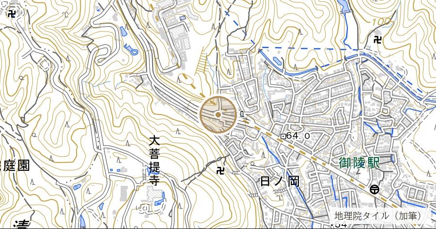 車石（旧東海道の牛車道）の位置を示す地図