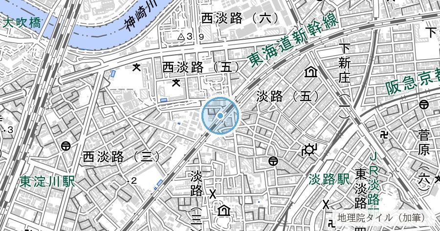 中島大水道跡の位置を示す地図