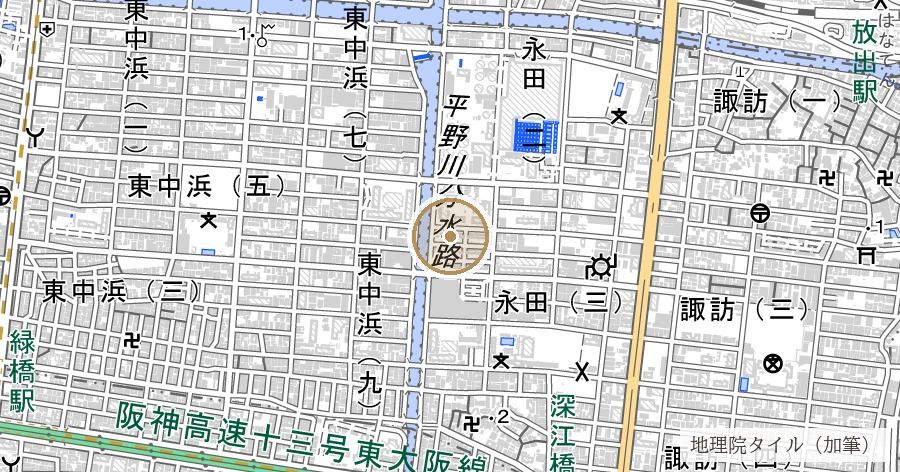 新開荘(永田)跡の位置を示す地図