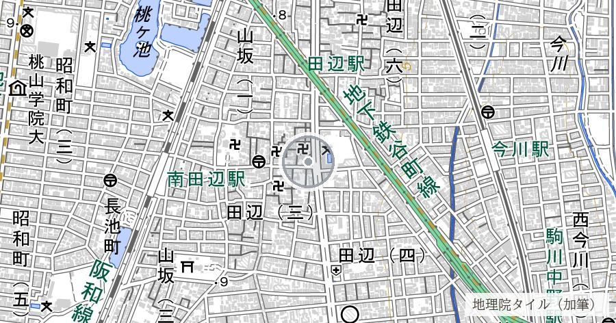 模擬原子爆弾投下跡地之碑(恩楽寺)の位置を示す地図