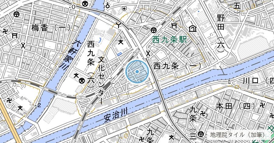 安治川（河村瑞賢の開削・九条島を割った川）の位置を示す地図