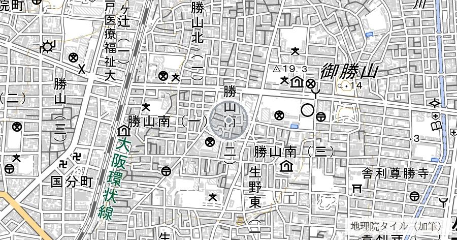 疎開道路（生野区・建物疎開の名残）の位置を示す地図