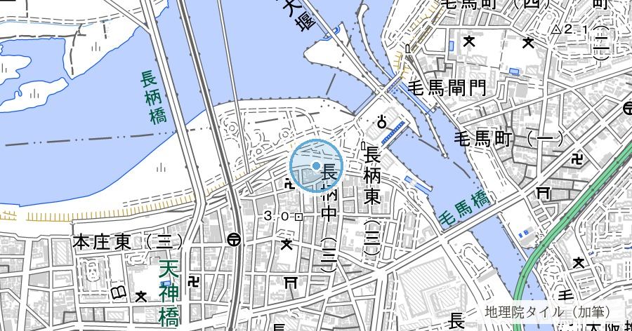 旧毛馬第一閘門（淀川改良工事・新淀川開削の遺構）の位置を示す地図