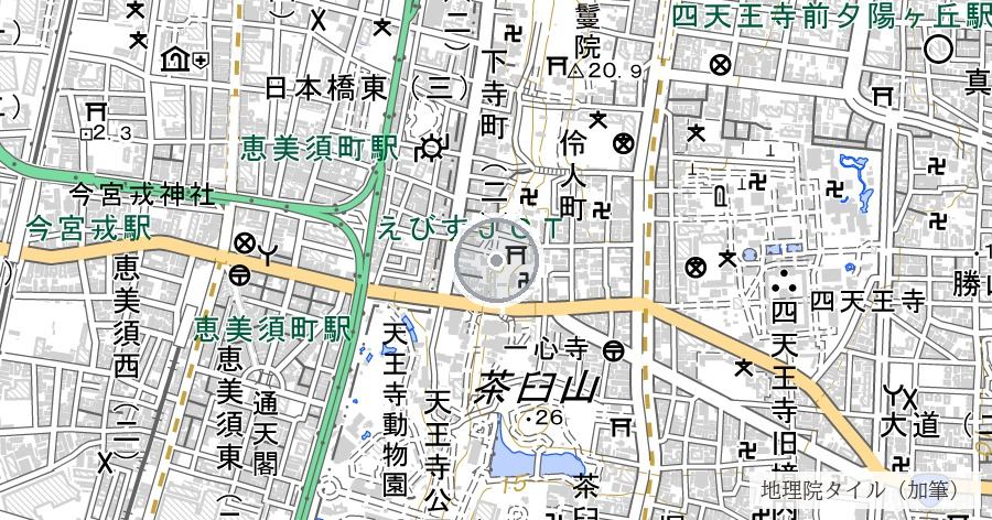 安居神社(真田幸村戦死跡碑)の位置を示す地図