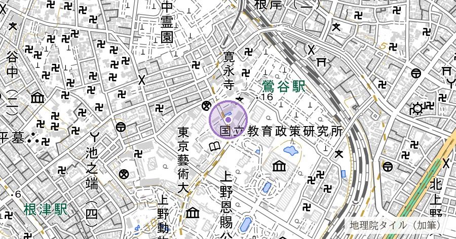 寛永寺と江戸城の鬼門封じの位置を示す地図