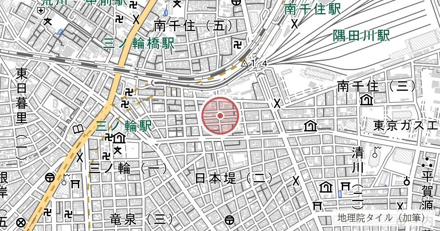 小塚原刑場跡(延命寺・首切地蔵)の位置を示す地図