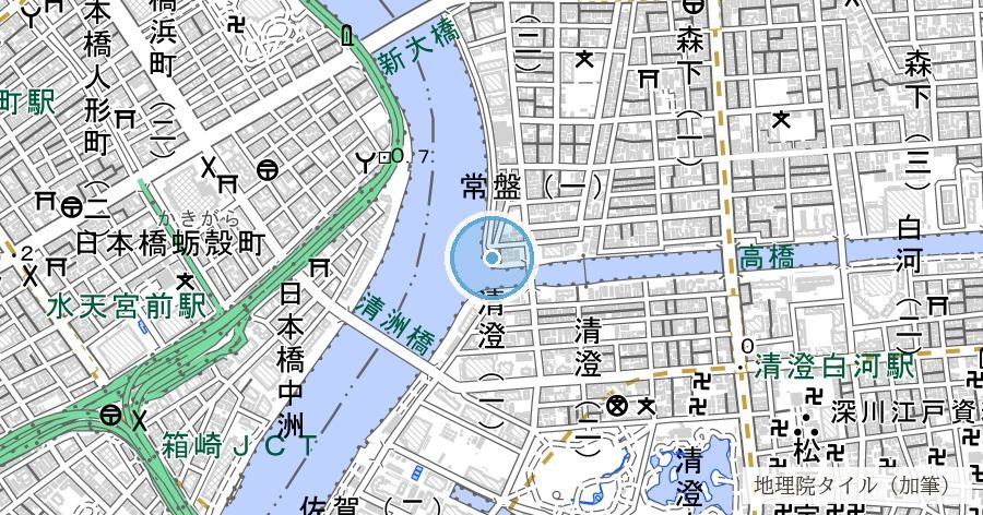小名木川(塩の道・万年橋)の位置を示す地図